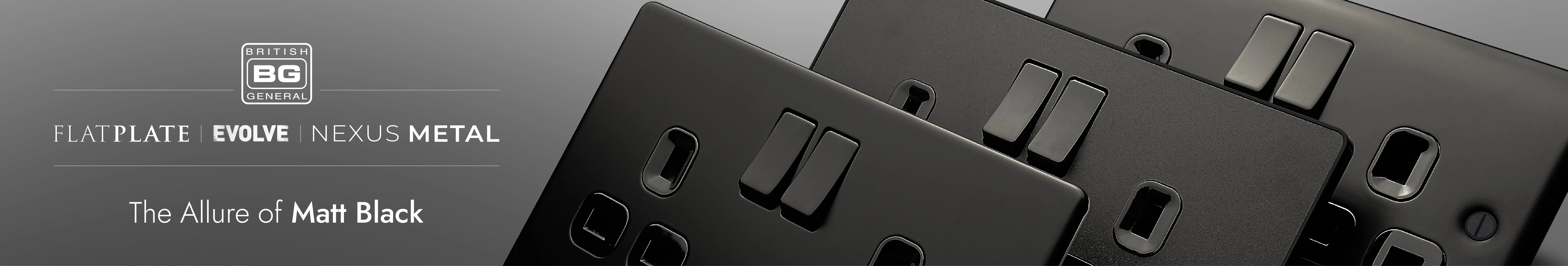 BG Nexus NFB22B 13A Switched Double Plug Socket 2 Gang Decorative Metal Power Outlet With Matt Black Finish Pack Of 5