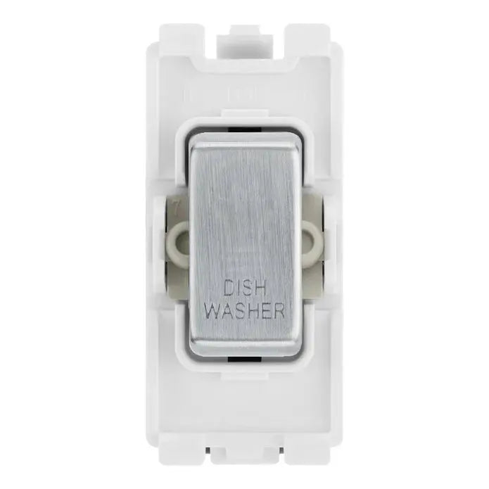 BG RRDWBS Brushed Steel 20 Amp Double Pole Appliance Grid Switch Labelled Dish Washer BG Nexus