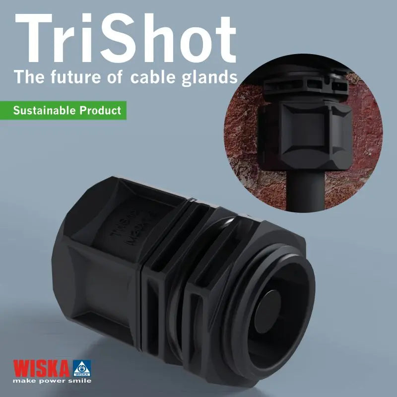 Wiska Trishot 20mm Gland & Locknut Black Pack of 10 Wiska