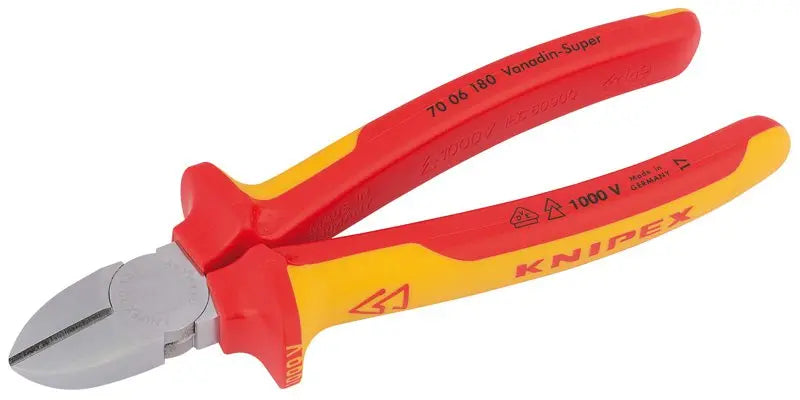 Knipex 70 06 180 Diagonal Cutter Insulated with Multi-Component Grips VDE-Tested Chrome-Plated 180mm Knipex