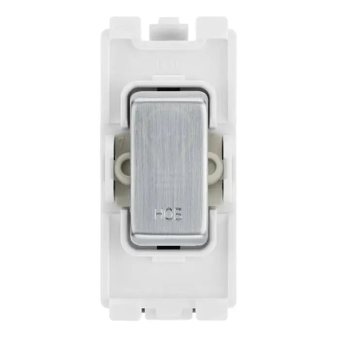 BG Brushed Steel 20 Amp Double Pole Appliance Grid Switch Labelled Hob - RRHBBS-01 BG Nexus