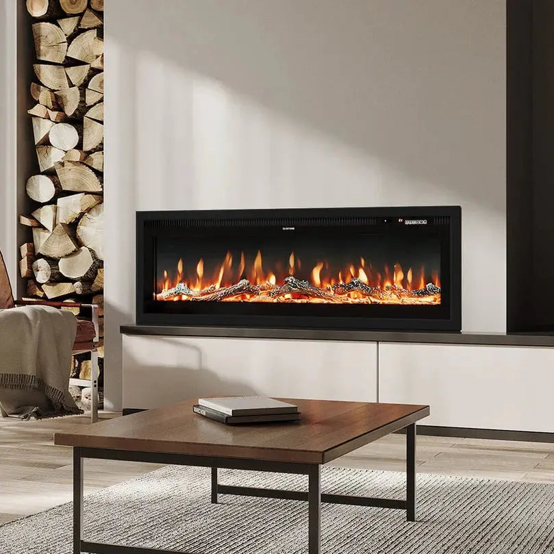 40/50/60/70/80 Inch Electric Fireplace 12 Colour LED Flame Effect Heater With Remote Control HoFeny