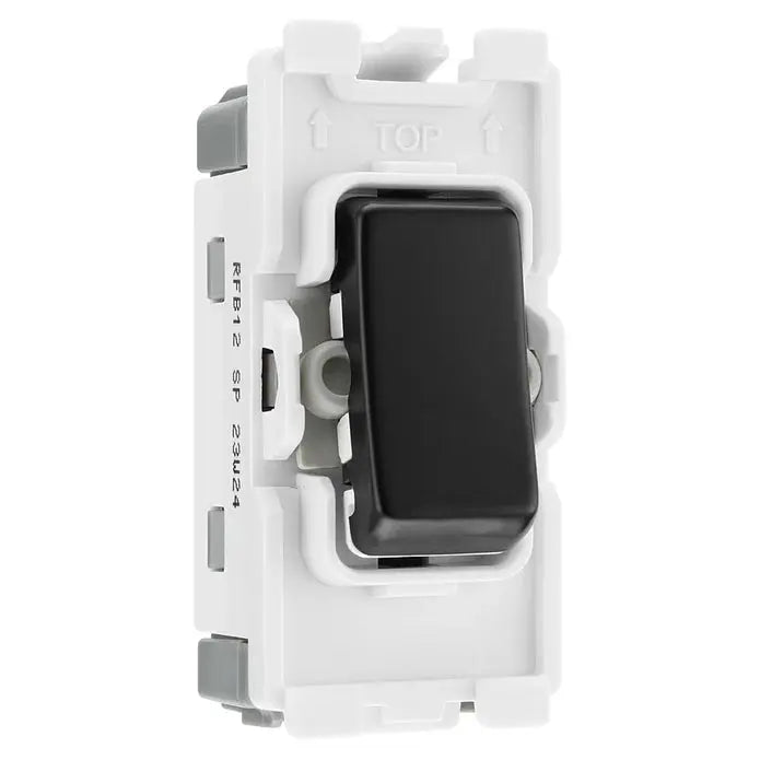 BG RFB12 Matt Black 2 Way Single Pole Light Switch 20 Amp Grid Switch BG Nexus