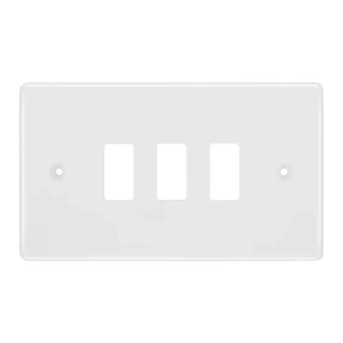 BG R83 White 3 Gang Front Cover Plate BG Nexus