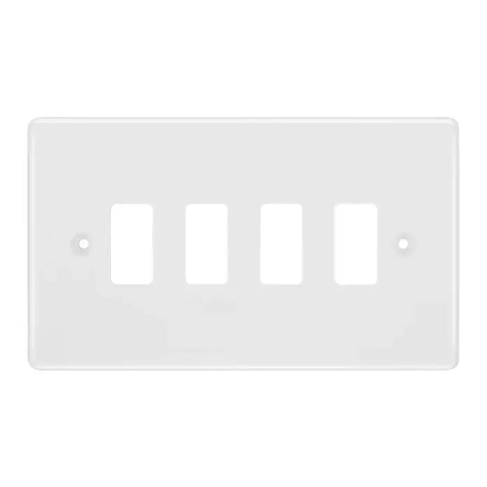 BG R84 White 4 Gang Front Cover Plate BG Nexus