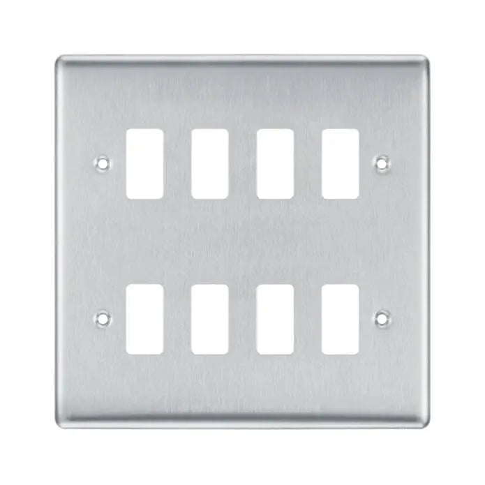 BG RNBS8 Brushed Steel 8 Gang Front Cover Plate BG Nexus