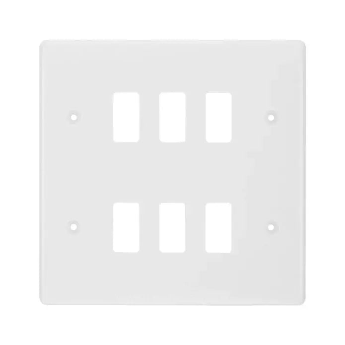 BG R86 White 6 Gang Front Cover Plate BG Nexus