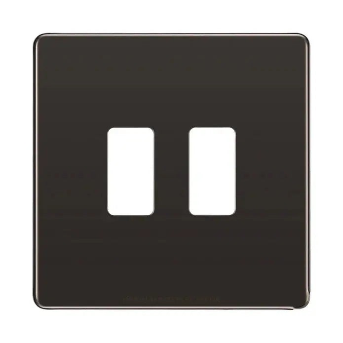 BG RFBN2 Screwless Black Nickel 2 Gang Front Cover Plate BG Nexus