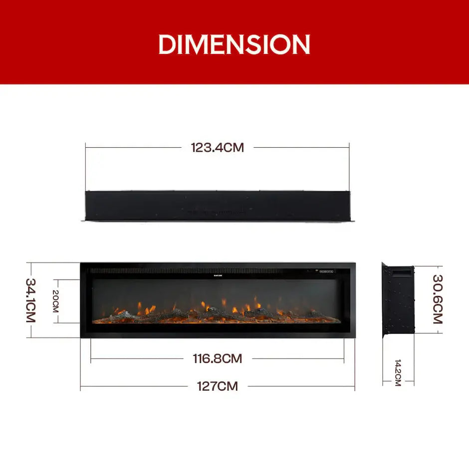50 Inch Electric Fireplace - 12 Colour LED Flame Effect with Remote Control HoFeny