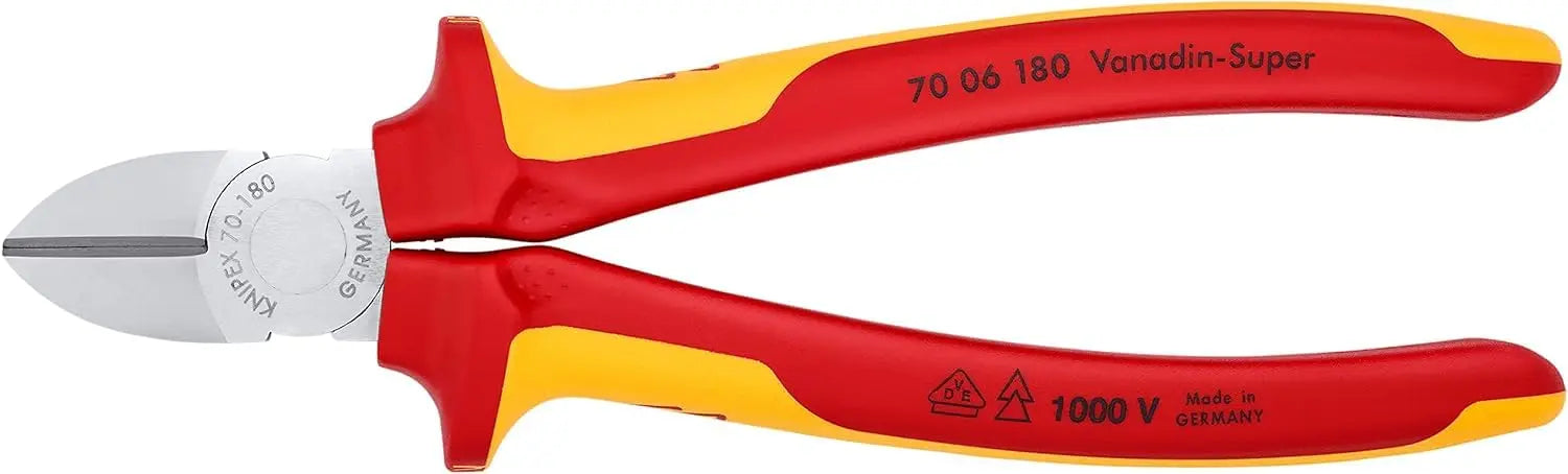Knipex 70 06 180 Diagonal Cutter Insulated with Multi-Component Grips VDE-Tested Chrome-Plated 180mm Knipex