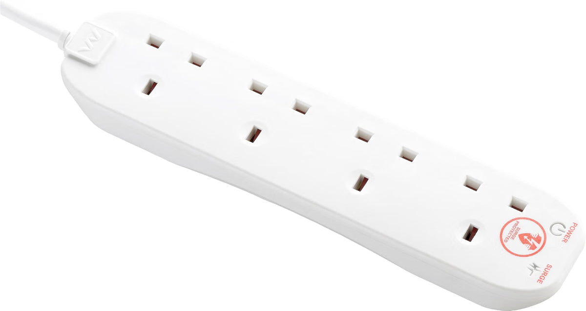 Masterplug SRG4210N Four-Socket Surge Extension Leads 2m 2 Pack