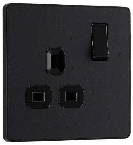 BG Evolve Matt Black Screwless Single Socket PCDMB21B BG (British General)