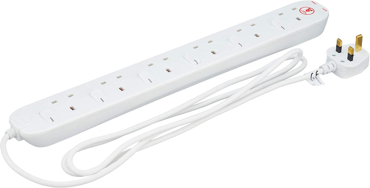Masterplug SWSRG6210N-6G Six-Gang Switched Surge Extension Lead 2m