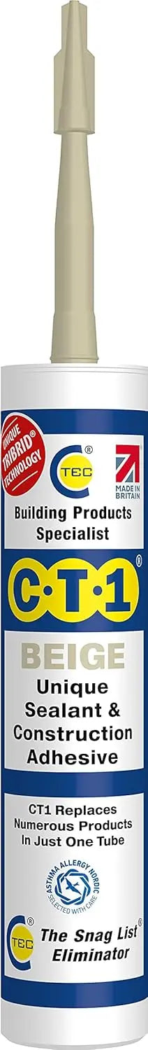 CT1 Adhesive & Sealant TRIBRID Multi-Purpose Sealant & Adhesive - Bathroom, Shower & Window Sealant - Odourless - Anti Mould Waterproofing Sealant Adhesive - Vibration Resistant & Flexible - 290ml CT1