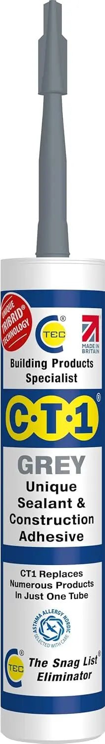 CT1 Adhesive & Sealant TRIBRID Multi-Purpose Sealant & Adhesive - Bathroom, Shower & Window Sealant - Odourless - Anti Mould Waterproofing Sealant Adhesive - Vibration Resistant & Flexible - 290ml CT1