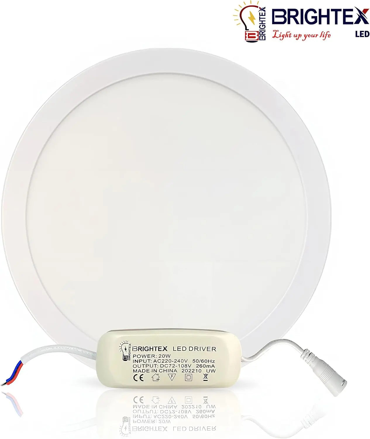 Brightex,Round 20W (Higher Than 18w) Recessed 1800 Lumen Fire Rated Down Lights Spotlights Ceiling Flat Ultra Slim Circle Lamp Downlight Cool White 7000k Brightex