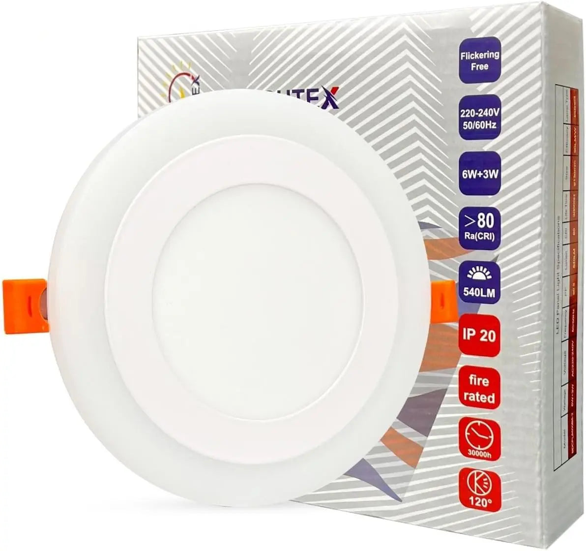 Brightex, Panel Lights White + Blue LED Ceiling Mounted Round Spotlight Downlight Brightex