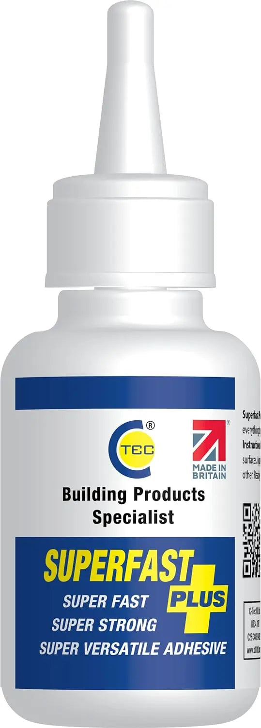 SFP Superfast Plus Adhesive - Super Glue for Metal, Rubber & Glass - High Strength Heavy Duty Repair Superglue - All Purpose - Clear Adhesive - 50ml CT1