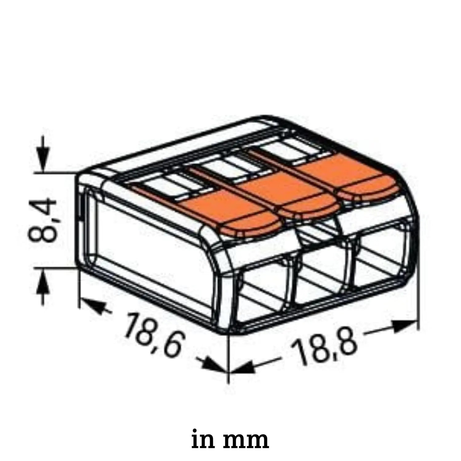 Wago 221-413 Compact Splicing Connector 3x4mm Slim Lever Cable Splicing (50 Box) WAGO