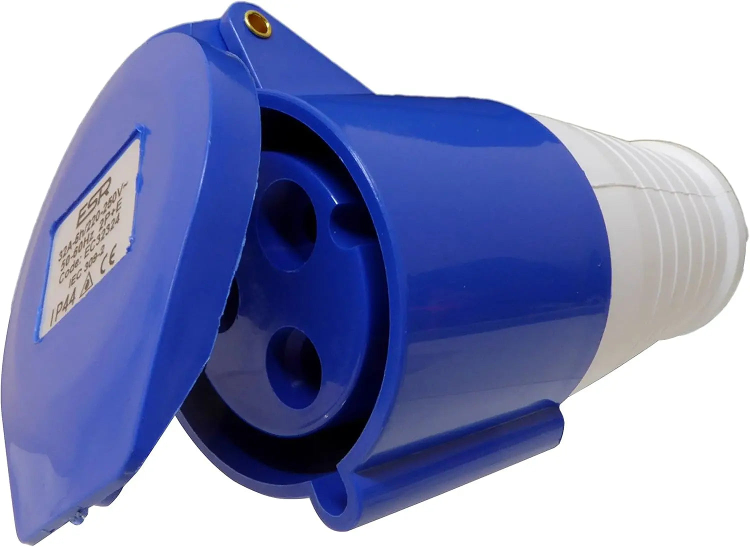 ESR 32 Amp 3 Pin Eco Coupler Socket 2P+E Industrial IP44 Blue 250V EC32324 ESR