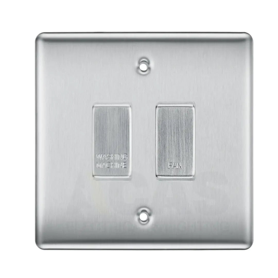 BG Brushed Steel 2 Gang Engraved Appliance Grid Switch - Custom Labelled BG Nexus