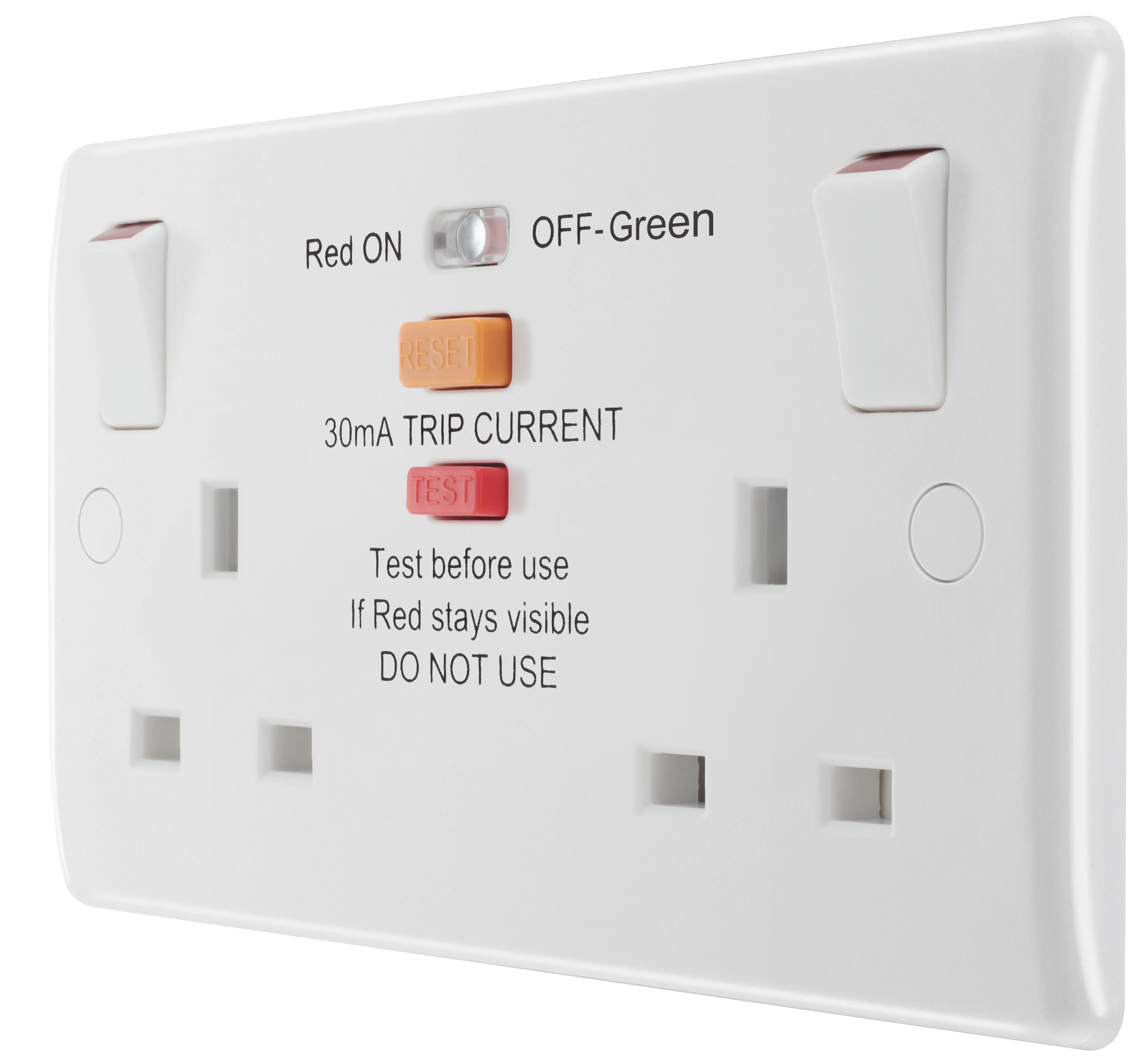 BG Nexus 822ARCD-01 Double Switched Socket with Type A RCD Protection 13A White Moulded