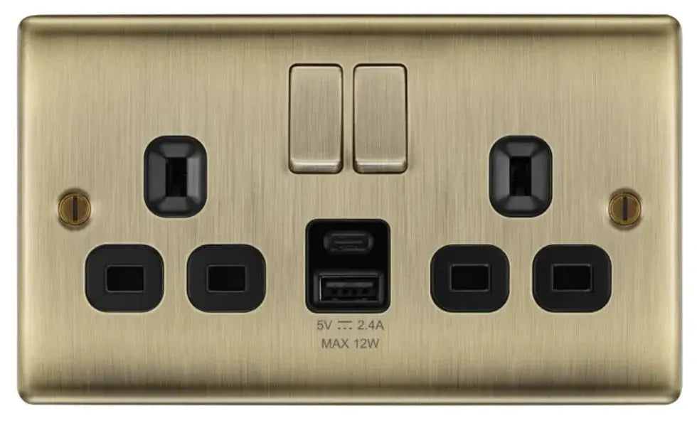 BG Nexus USB Double Socket 13A with 12W A+C Charging | Multiple Finishes BG Nexus