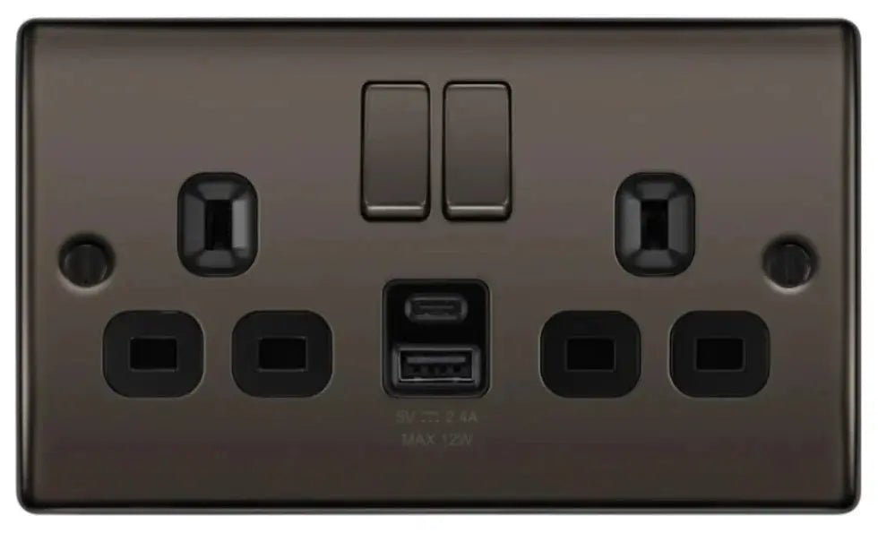 BG Nexus USB Double Socket 13A with 12W A+C Charging | Multiple Finishes BG Nexus