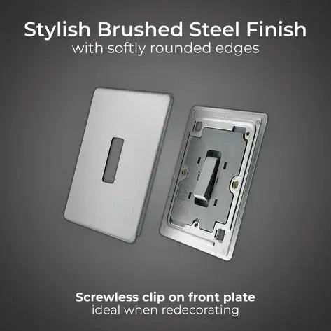 BG Nexus Screwless Flat Plate Brushed Steel Single Light Switch FBS12 10Amp BG Nexus