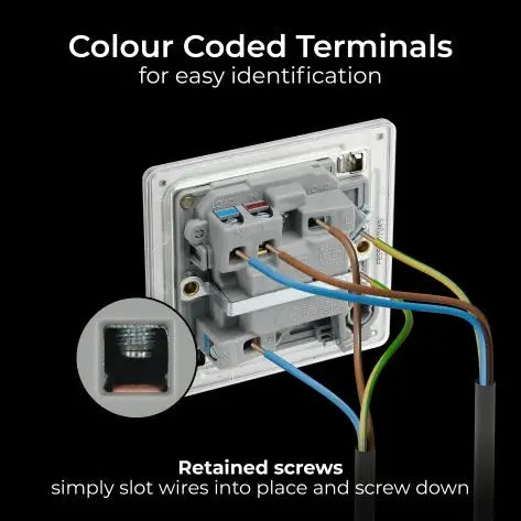 BG Nexus Screwless Flat Plate Brushed Steel Switched Fused Spur with Neon and Cable Entry FBS53 13Amp BG Nexus