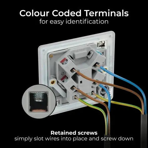 BG Electrical Unswitched Fused Spur Connection Unit with Flex Outlet, Double Pole, Screwless Front Plate, Brushed Steel, 13A, FBS55 BG Nexus