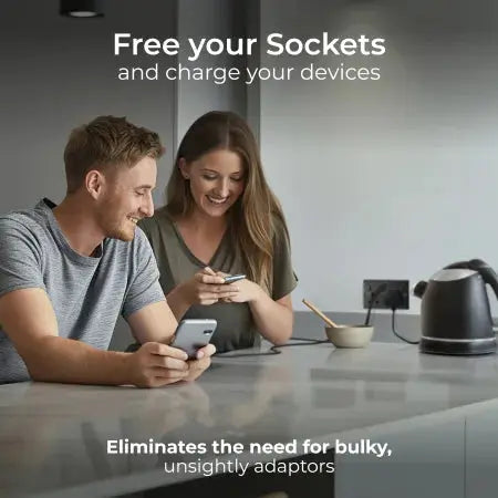 BG Nexus Metal Matt Black 2 Gang USB A + C Switched Socket Black insert - NFB22UAC22B BG Nexus