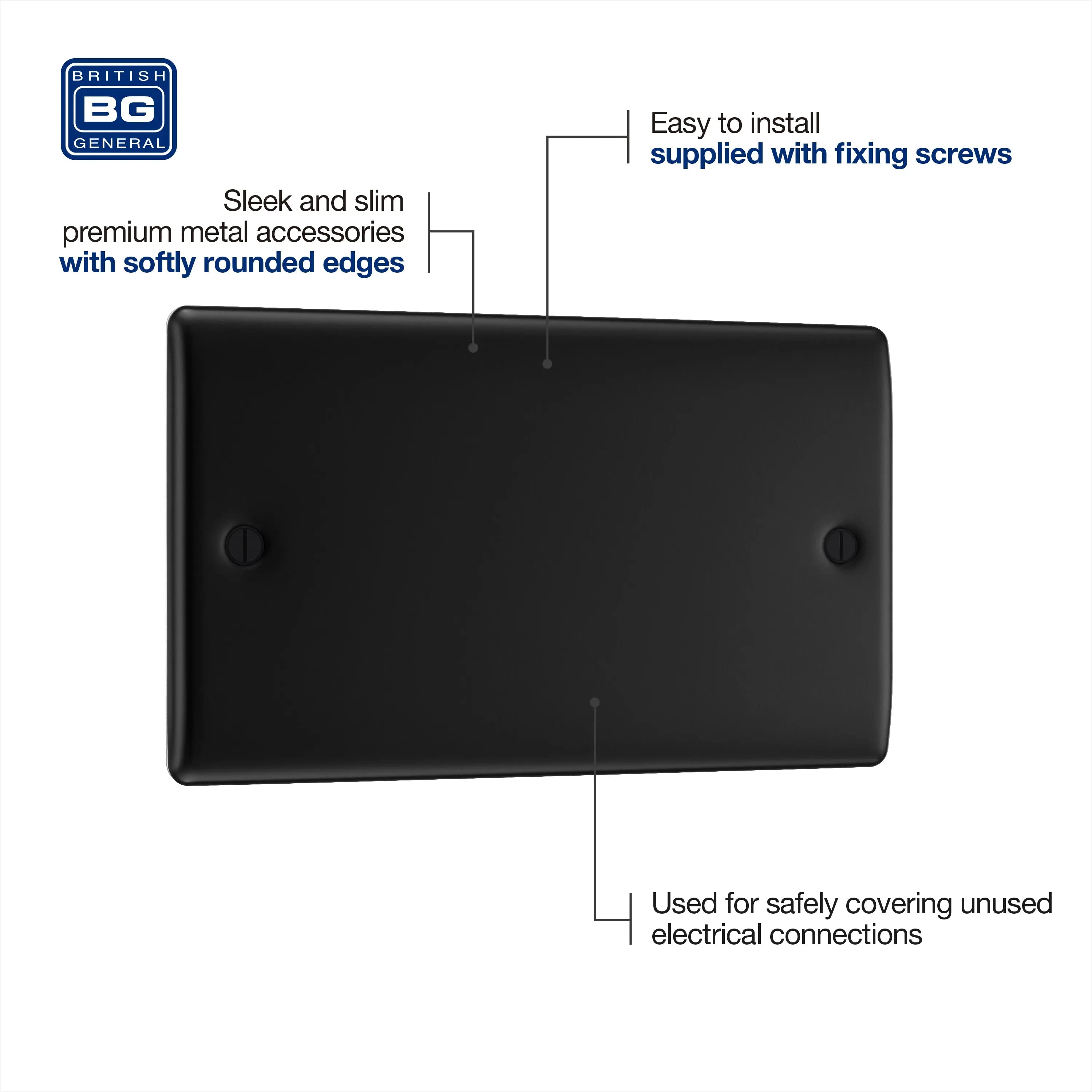 BG Nexus Metal Double Blanking Plate in Matt Black BG Nexus