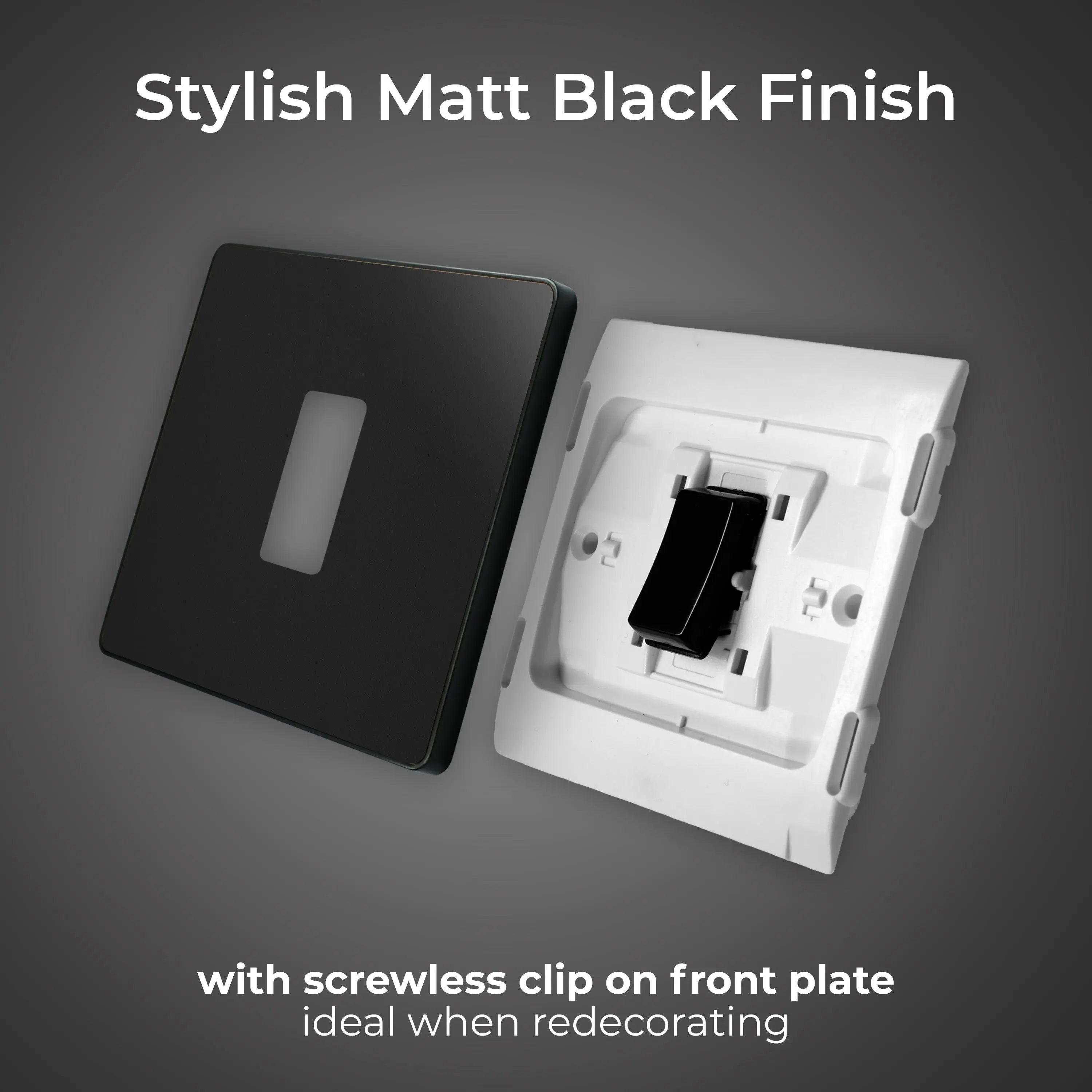 BG Evolve Matt Black Screwless Single Light Switch - PCDMB12B BG (British General)