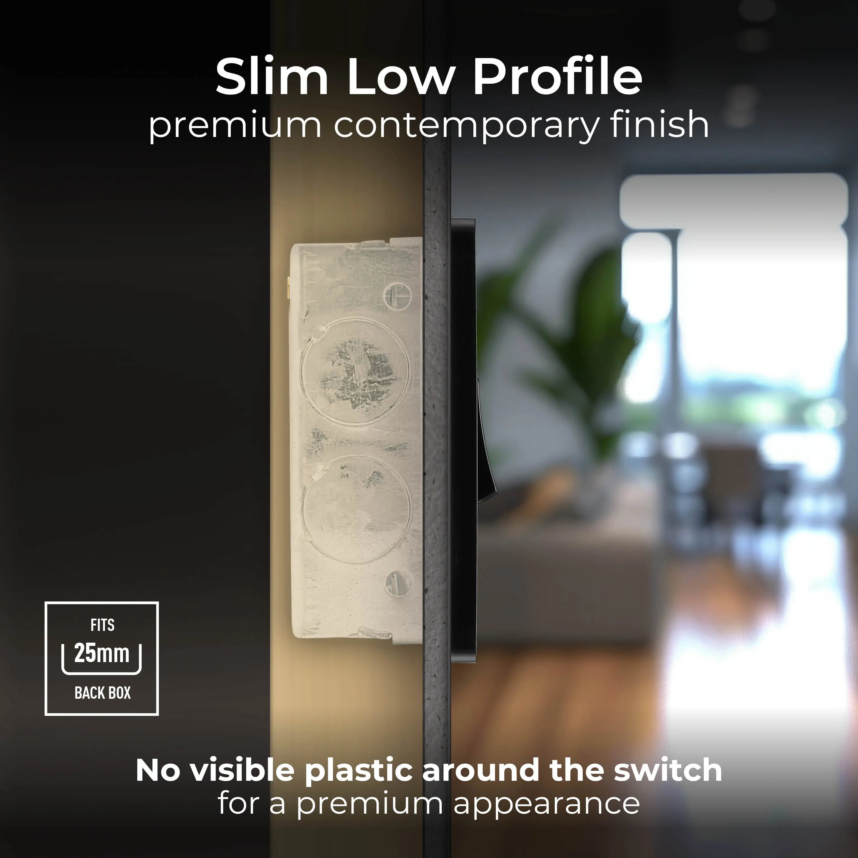 BG Evolve Matt Black Screwless Single Light Switch - PCDMB12B BG (British General)