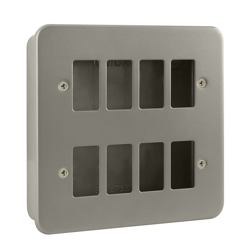 Click GridPro 8 Gang GridPro Frontplate & Back Box (No Knockouts) – CL20508B