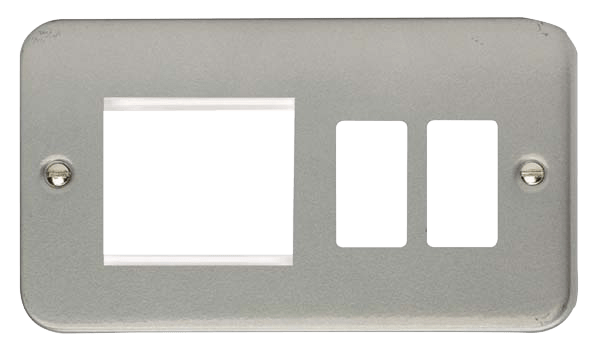 Click GridPro Hotel Accessory Plate - 2 Gang Gridpro Frontplate With Twin New Media Aperture With Back Box (No Knockouts) – CL31102B