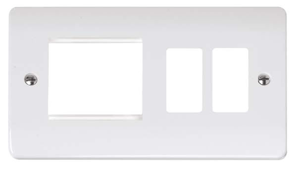 Click GridPro Hotel Accessory Plate - 2 Gang Gridpro Frontplate With Twin New Media Aperture – CMA31102