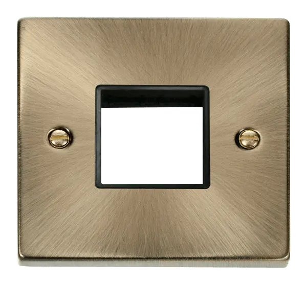 Click Deco Antique Brass 1 Gang Plate Twin Aperture with Black Insert – VPAB402BK