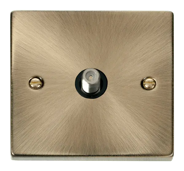 Click Deco Antique Brass 1 Gang Satellite Socket Outlet with Black Insert – VPAB156BK