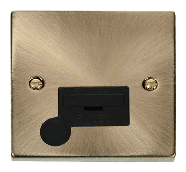 Click Deco Antique Brass 13A Fused Connection Unit With Flex Outlet with Black Insert – VPAB050BK