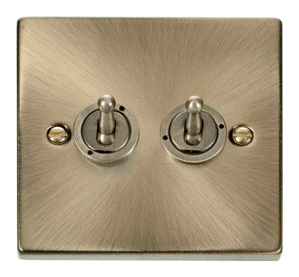 Click Deco Antique Brass 2 Gang 2 Way 10AX Toggle Switch – VPAB422