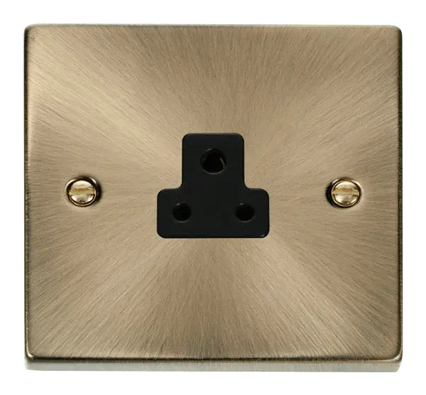 Click Deco Antique Brass 2A Round Pin Socket Outlet with Black Insert – VPAB039BK
