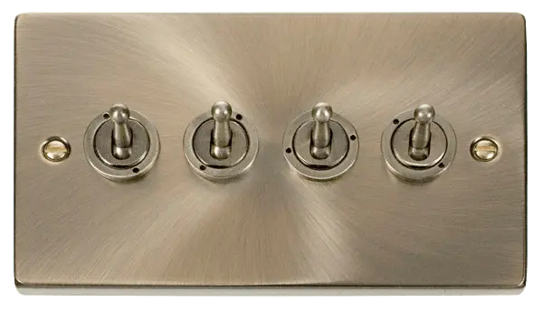 Click Deco Antique Brass 4 Gang 2 Way 10AX Toggle Switch – VPAB424
