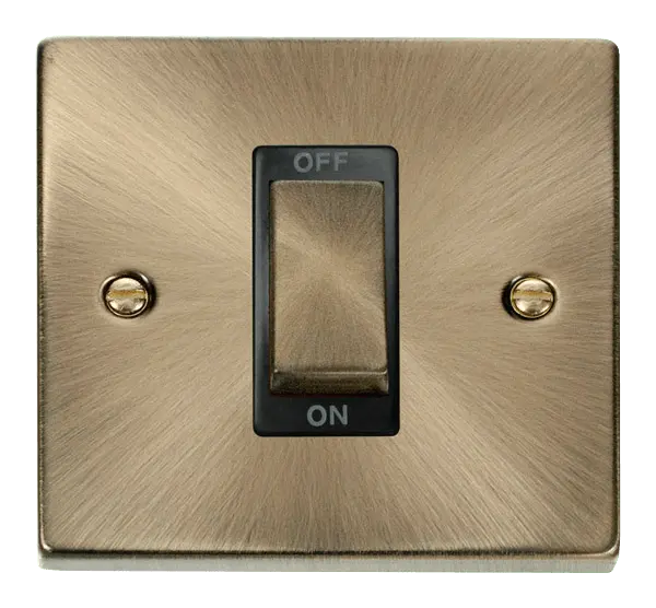 Click Deco Antique Brass Ingot 1 Gang 45A DP Switch with Black Insert – VPAB500BK