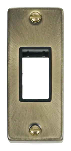 Click Deco Antique Brass Single Architrave Plate & Aperture with Black Insert – VPAB471BK