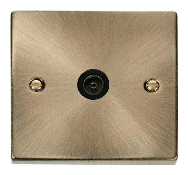 Click Deco Antique Brass Single Coaxial Socket Outlet with Black Insert – VPAB065BK