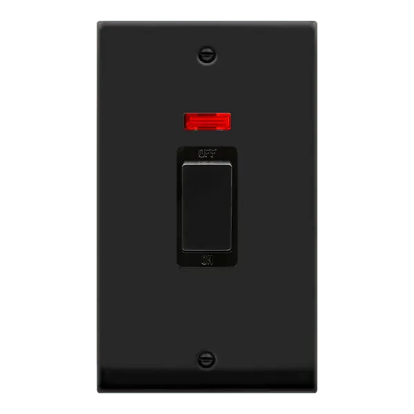 Click Deco Matt Black INGOT 2G 45A DP SWITCH NEON BK with Black Insert – VPMB503BK