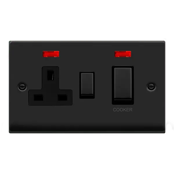 Click Deco Matt Black INGOT 45A DP SW 13A SW SKTNEONS BK with Black Insert – VPMB505BK