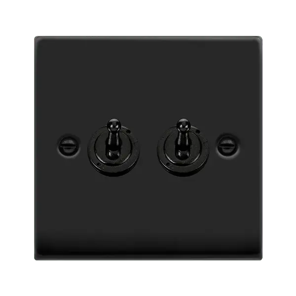 Click Deco Matt Black VP MATT BLACK 10AX 2GANG 2WAY TOGGLE SWITC – VPMB422